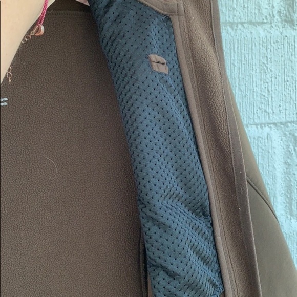 L.L. Bean Fleece Brown Long Sleeve Softshell Zip Up Jacket sz S - Picture 5 of 6
